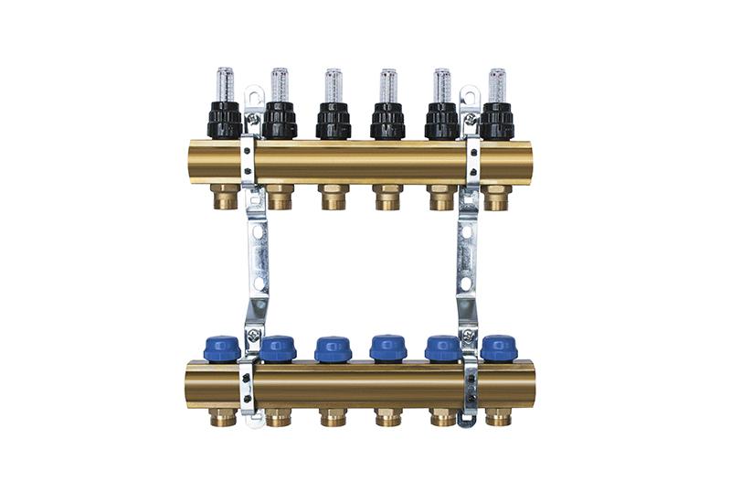 Коллектор IWS с расходомерами 1"х 3/4" из латуни на одиннадцать выходов