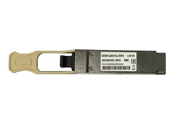 DEM-QX01Q-SR4 Трансивер QSFP+ с 1 портом 40GBase-SR4 для многомодового оптического кабеля OM3 (до 100 м) / OM4 (до 150 м)