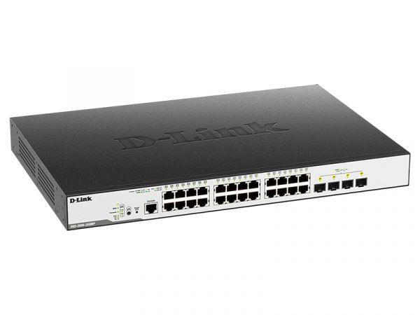 DGS-3000-28XMP Управляемый L2 коммутатор с 24 портами 10/100/1000Base-T и 4 портами 10GBase-X SFP+ (24 порта PoE 802.3af/at