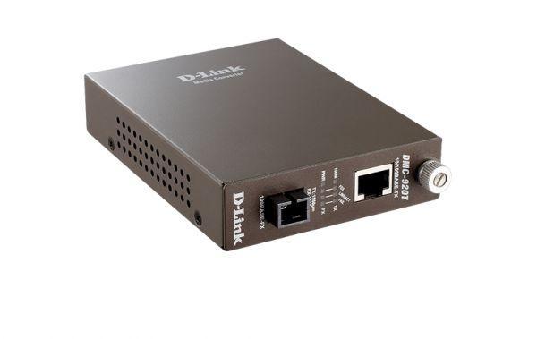 DMC-920T WDM медиаконвертер с 1 портом 10/100Base-TX и 1 портом 100Base-FX с разъемом SC (ТХ: 1550 нм; RX: 1310 нм) для одномодового оптического кабеля (до 20 км)