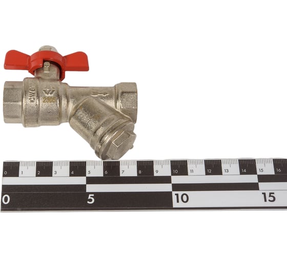 Шаровой кран полнопроходной с фильтром, 1/2" внутренняя-внутренняя, бабочка, MVI, BV.632.04 3 BV.632.04