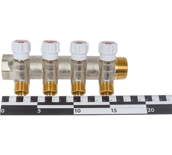 Коллектор латунный с регулирующими вентилями 1"x1/2"x4 выхода, MVI, MM.404.0604 3 182310683