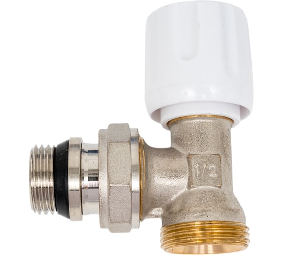 Радиаторный угловой вентиль ручной регулировки с самоуплотняющимся кольцом 1/2" под евроконус