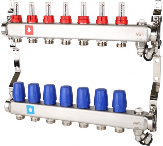 Коллектор из нержавеющей стали в сборе с расходомерами