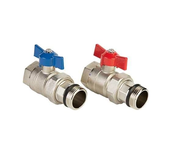 Шаровые краны без термометра для коллектора комплект 2 штуки