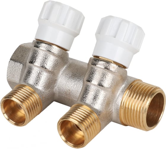 Коллектор латунный с регулирующими вентилями 1"x3/4"x2 выхода