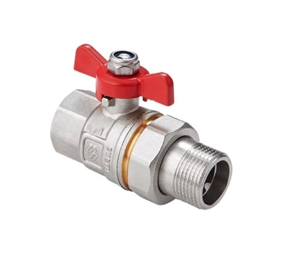 Латунный Шаровой полнопроходной кран-американка MVIс полусгоном и ручкой-бабочкой 1/2 (8 шт.в уп.)