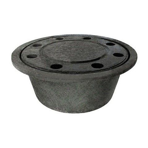 Трап круглый чугунный DN 100 с вертикальным выпуском и чугунной решеткой