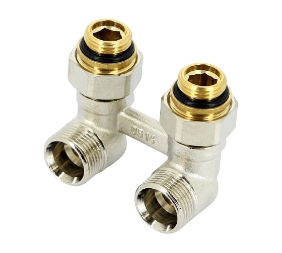 Угловой узел НН 1/2х3/4 ЕК с накидной гайкой шар краны для радиаторов с нижним подводом