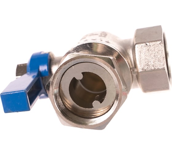 Комплект 2-х угловых никелированных шаровых кранов 1 для коллекторов HKV/HLV