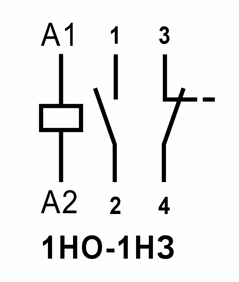 Модульный контактор 1НО, 1 НЗ контакт 25А (230В AC/DC), Релеон, KM1.11.0.230.25 4 04 shema km1.11 2