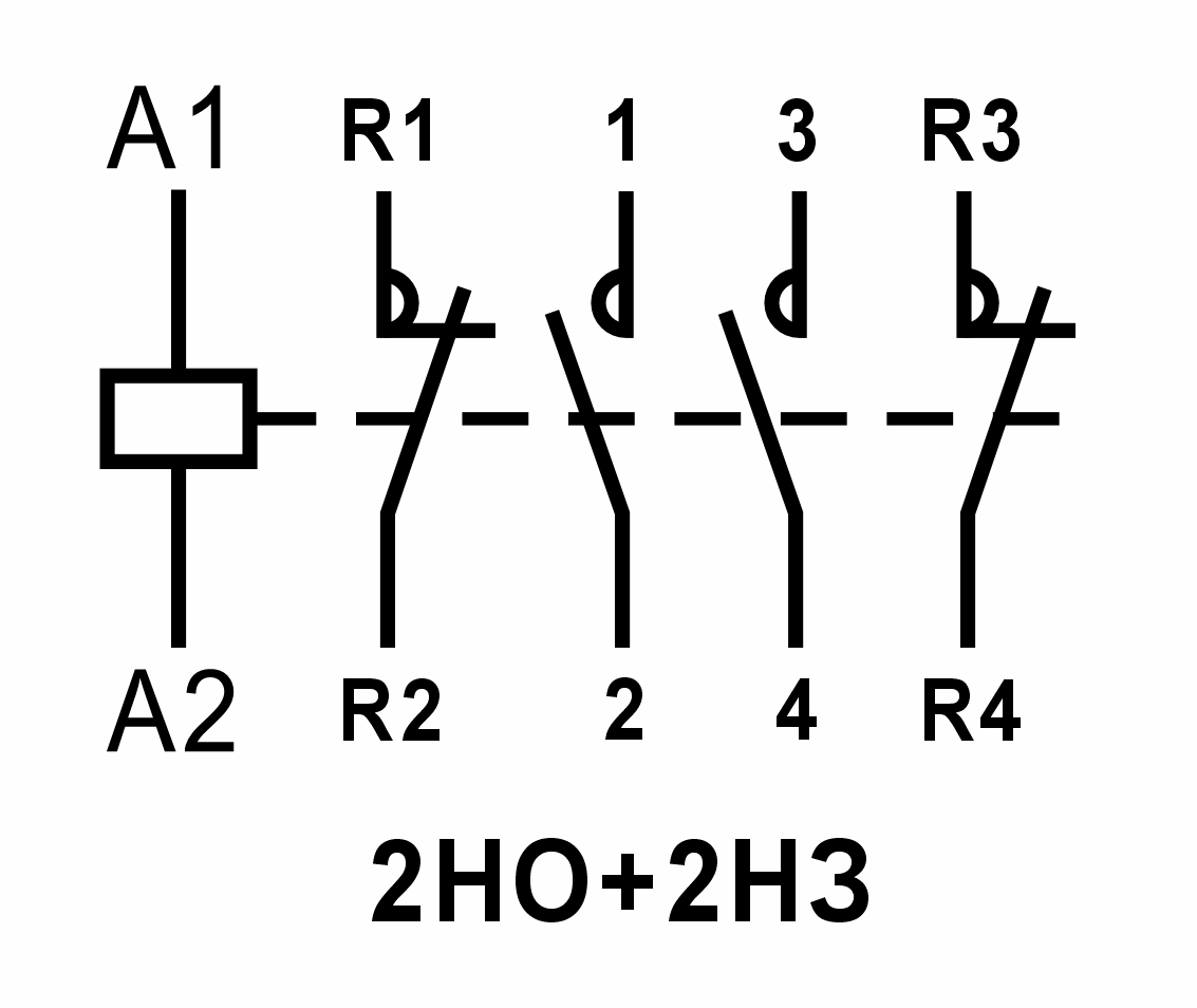 Модульный контактор 2НО+2НЗ контакта 32А (12В AC/DC), Релеон, KM1.22.0.012.32 4 04 shema km1.22 3