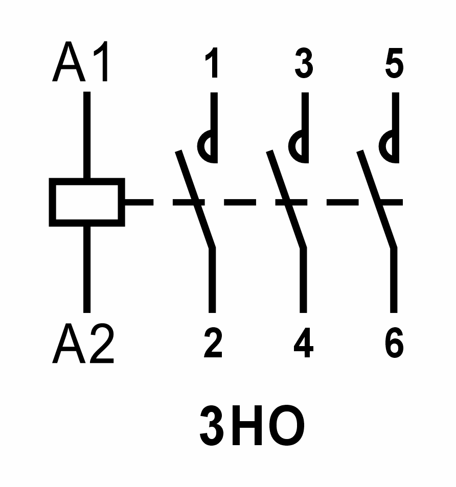 Модульный контактор 3НО контакта 25А (230В AC/DC), Релеон, KM1.30.0.230.25 4 04 shema km1.30 3