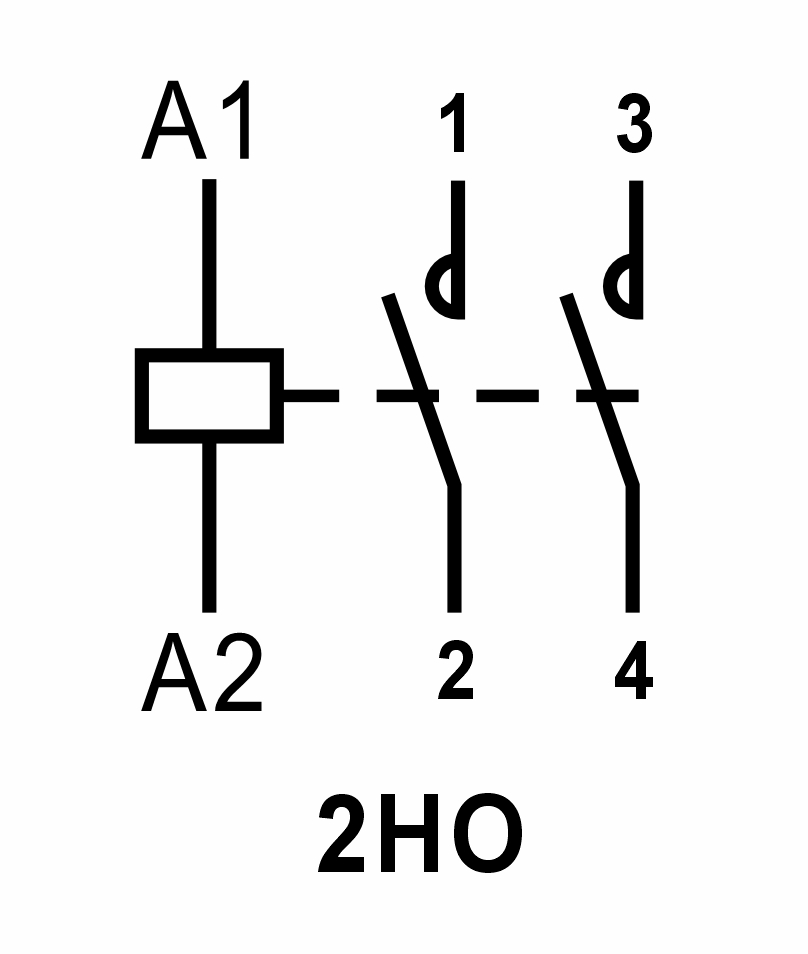 Модульный контактор 2НО контакта 25А (230В AC/DC), Релеон, KM1.20.0.230.25 4 km1.20 shema 4