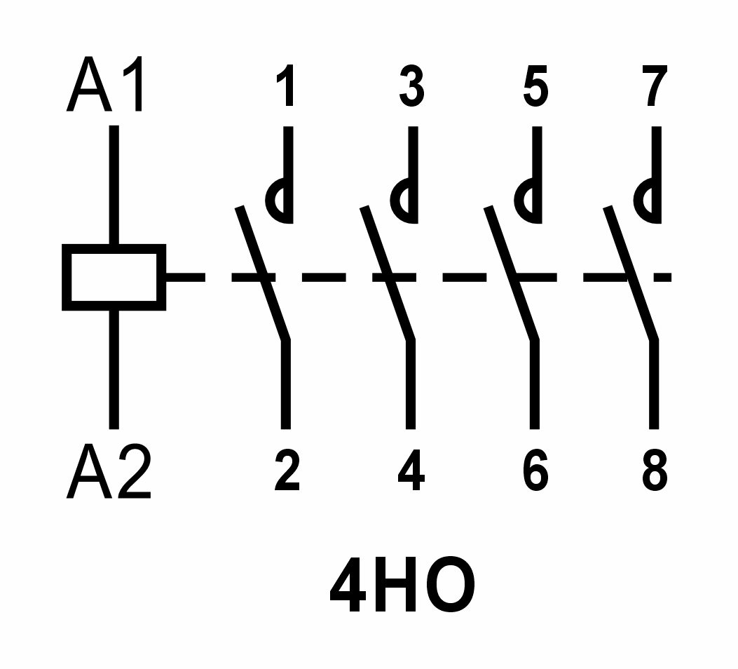 Модульный контактор 4НО контакта 32А (230В AC/DC), Релеон, KM1.40.0.230.32 4 km1.40 shema 5